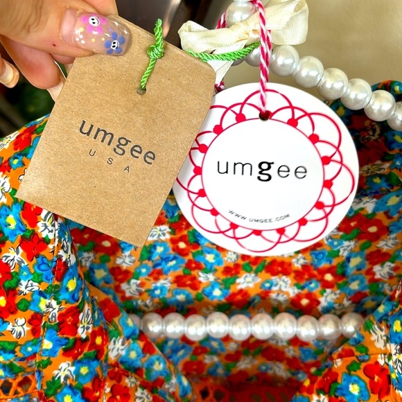 Brand New Umgee Floral Long-Sleeved Button Down Dress Crochet Trim Collared Mini - Picture 10 of 16